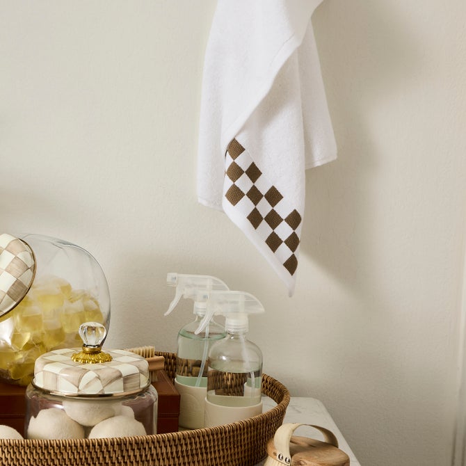 Hand Towel with Mocha Check Border image number 3