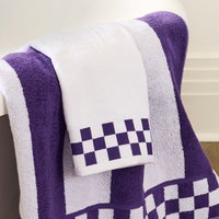 Hand Towel with Plum Check Border