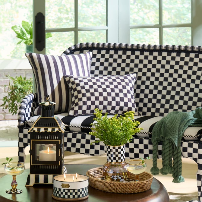 Courtly Check Printed Outdoor Lumbar Pillow image number 3