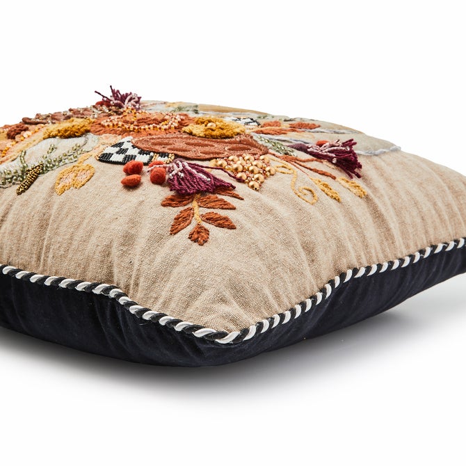 Autumn Frost Beaded Pumpkin Throw Pillow image number 2