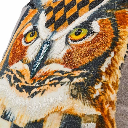 Autumnology Check Owl Throw Pillow