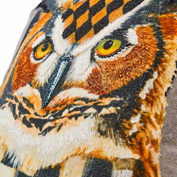 Autumnology Check Owl Throw Pillow image number 1