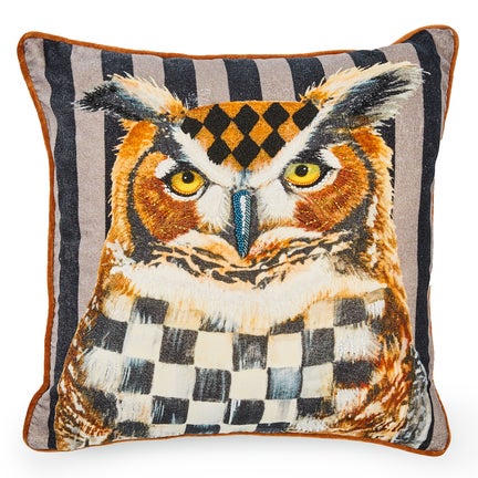 Autumnology Check Owl Throw Pillow