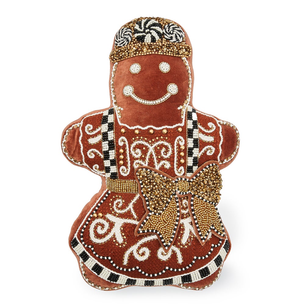 Gingerbread Girl Shaped Throw Pillow mackenzie-childs Panama imagen 1