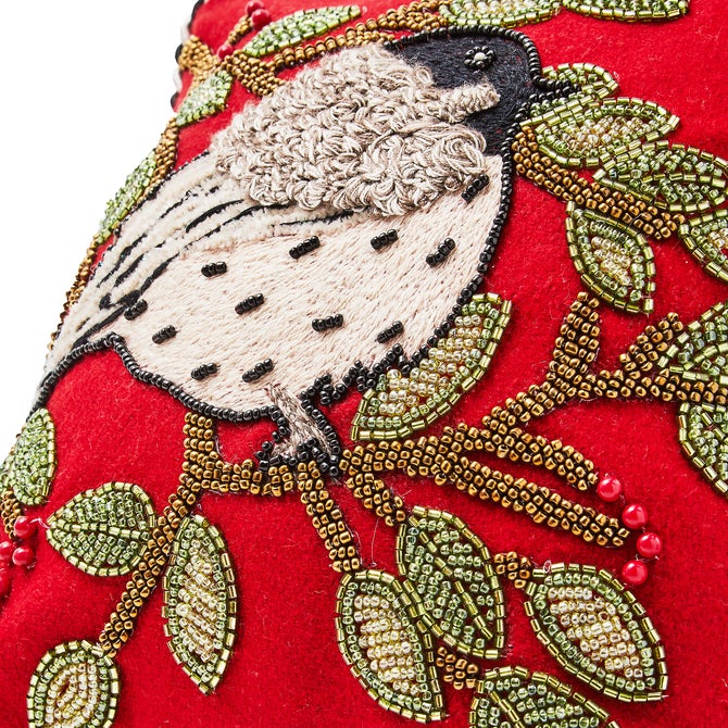 Chickadee Beaded Throw Pillow image number 1