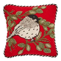 Chickadee Beaded Throw Pillow