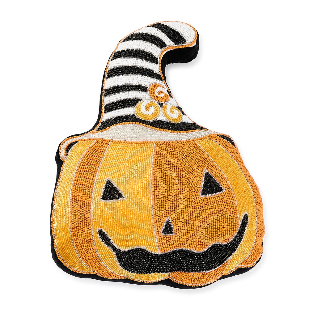 Happy Jack Pumpkin Shaped Throw Pillow mackenzie-childs Panama imagen 1 Happy Jack Pumpkin Shaped Throw Pillow mackenzie-childs Panama imagen 1