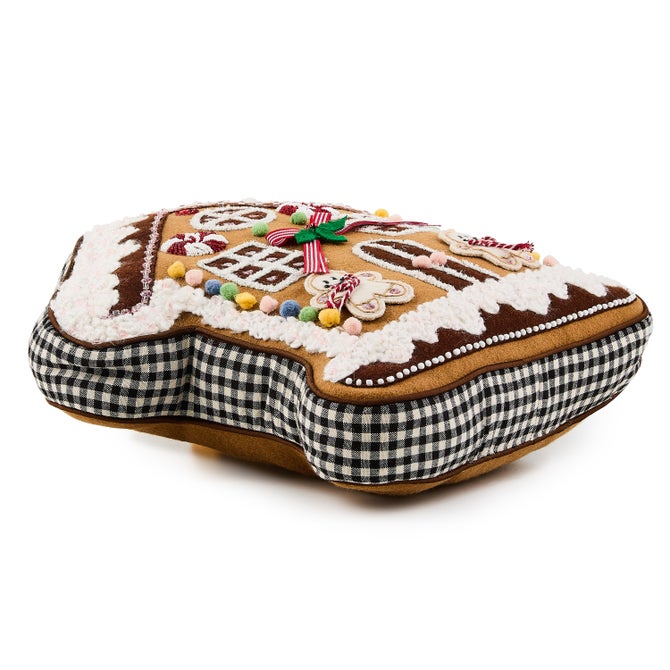 Gingerbread House Shaped Throw Pillow image number 1