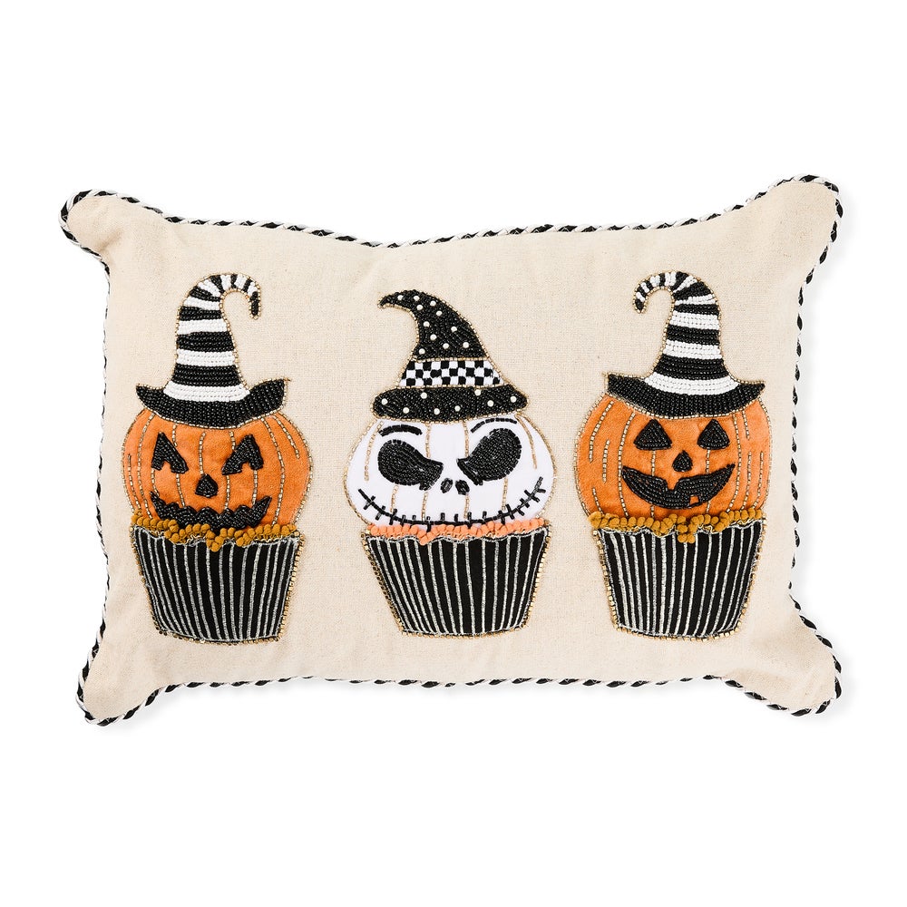 Jack O' Lantern Cupcake Lumbar Throw Pillow mackenzie-childs Panama imagen 1