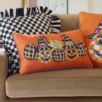 Jack O' Lantern in Hat Lumbar Throw Pillow