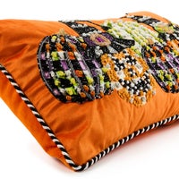Jack O' Lantern in Hat Lumbar Throw Pillow