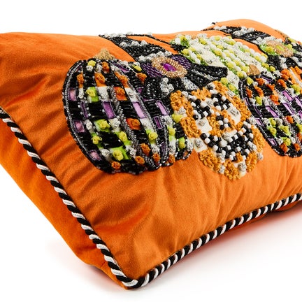 Jack O' Lantern in Hat Lumbar Throw Pillow