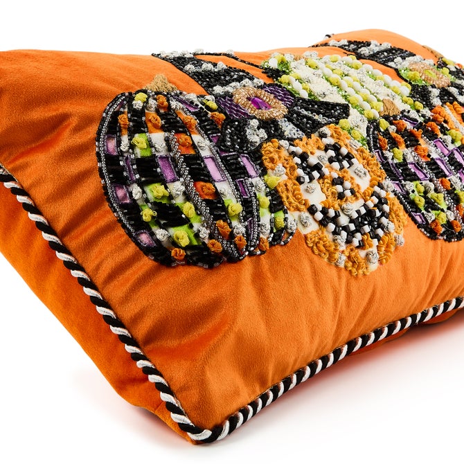 Jack O' Lantern in Hat Lumbar Throw Pillow image number 2