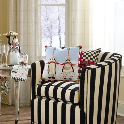 Patience Brewster Santa Penguins Throw Pillow