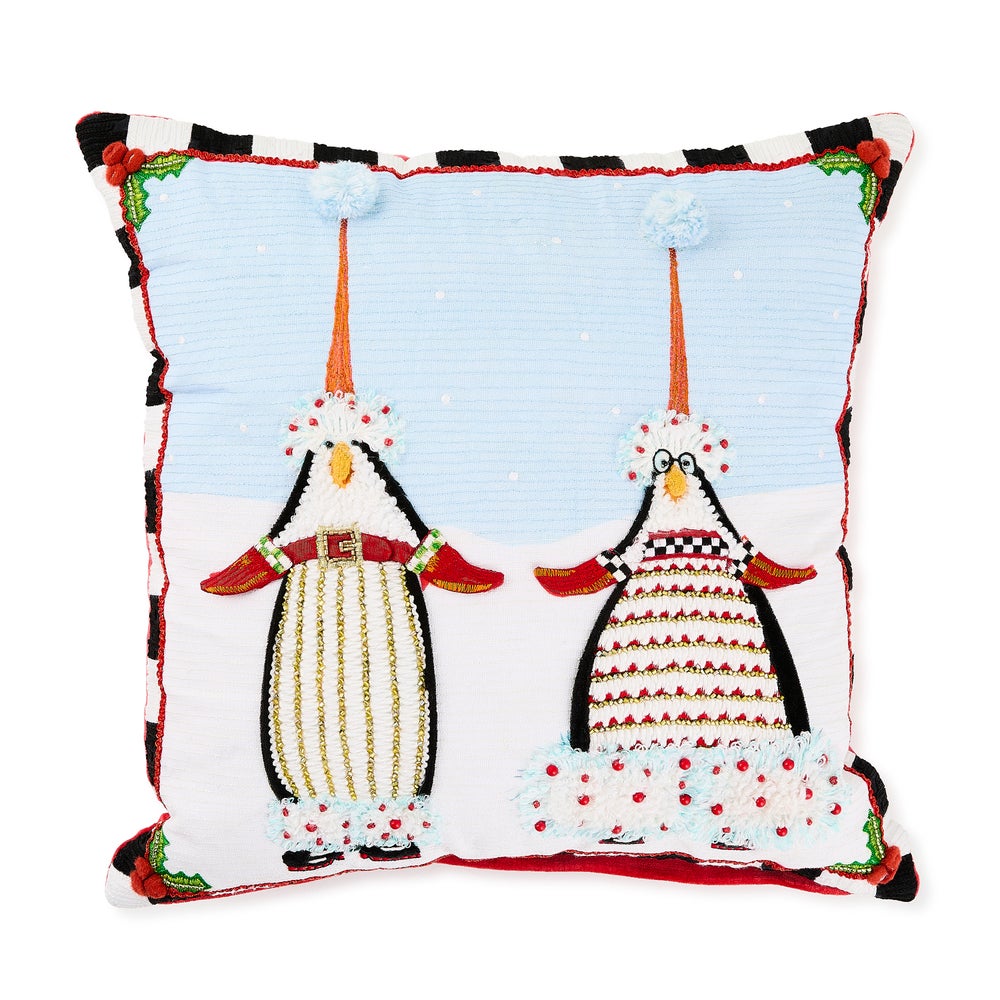 Patience Brewster Santa Penguins Throw Pillow mackenzie-childs Panama imagen 1 Patience Brewster Santa Penguins Throw Pillow mackenzie-childs Panama imagen 1