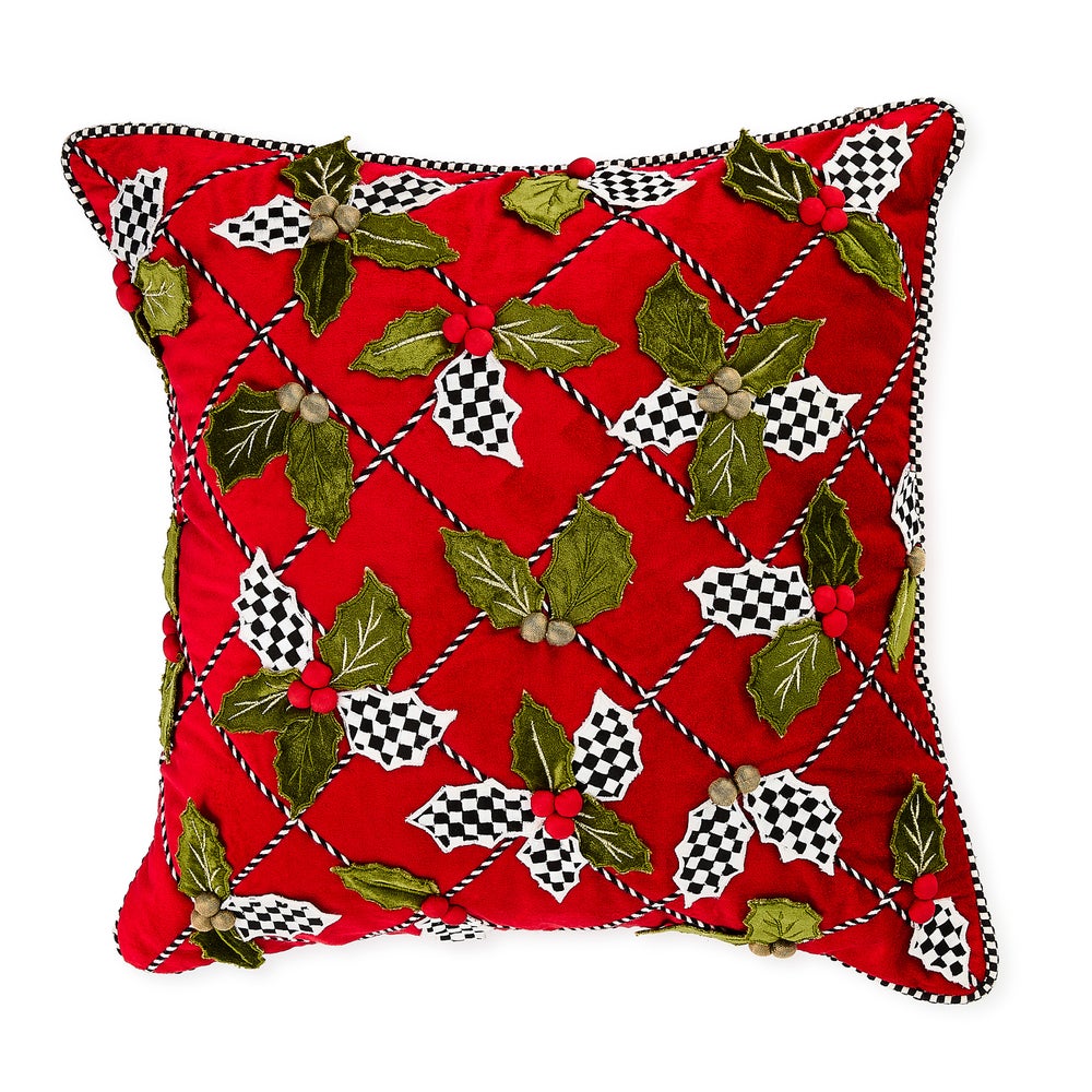 Holly Lattice Throw Pillow mackenzie-childs Panama imagen 1 Holly Lattice Throw Pillow mackenzie-childs Panama imagen 1