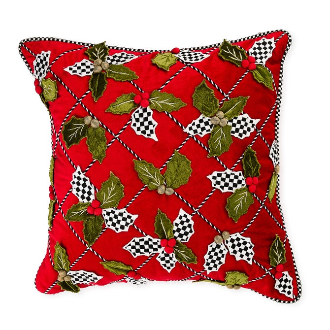 Holly Lattice Throw Pillow image number 0