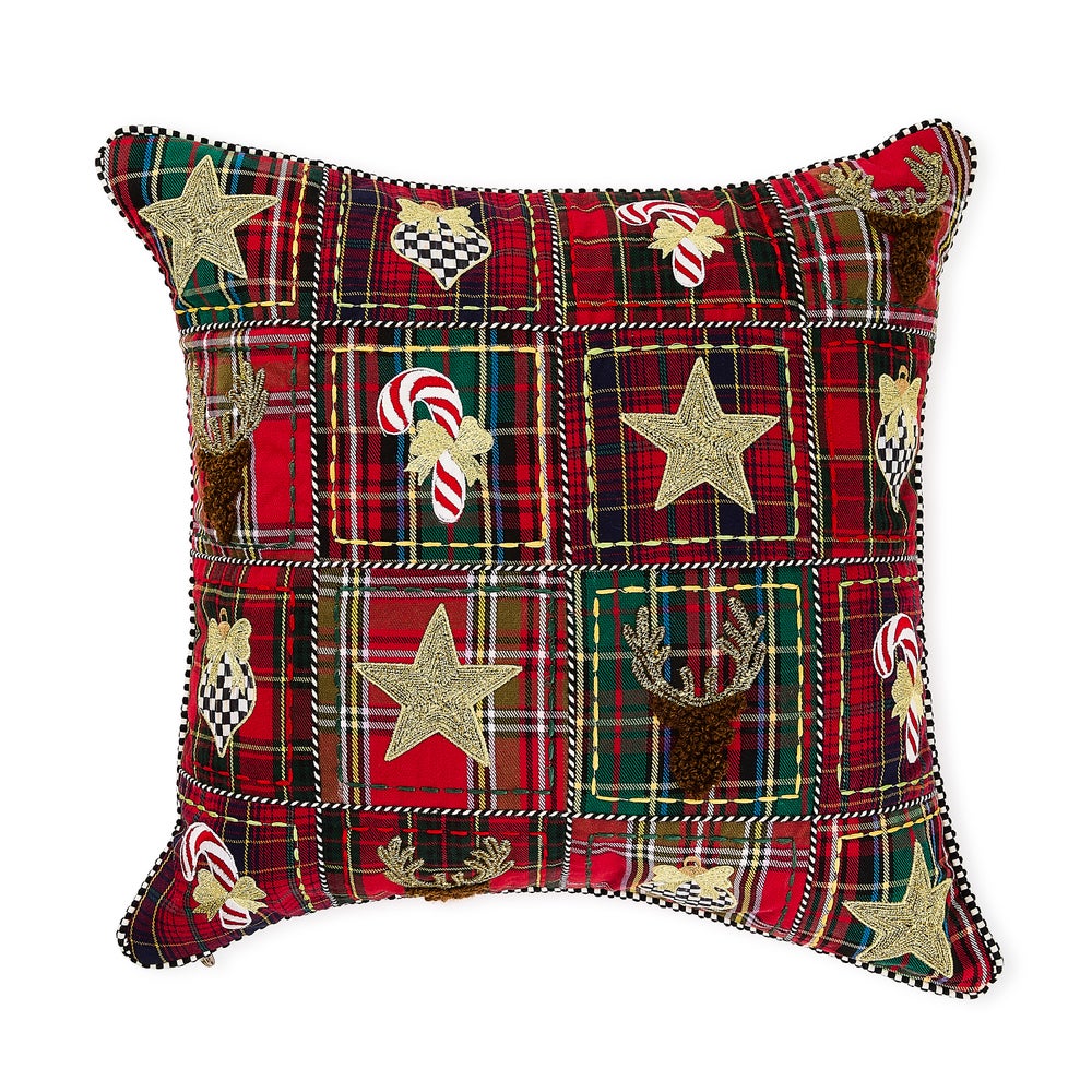 Holiday Squares Throw Pillow mackenzie-childs Panama imagen 1 Holiday Squares Throw Pillow mackenzie-childs Panama imagen 1