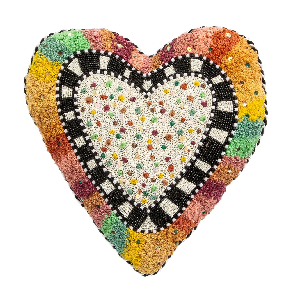 Rainbow Heart Shaped Throw Pillow mackenzie-childs Panama imagen 1