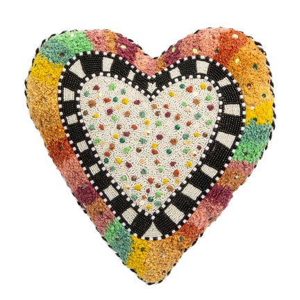 Rainbow Heart Shaped Throw Pillow