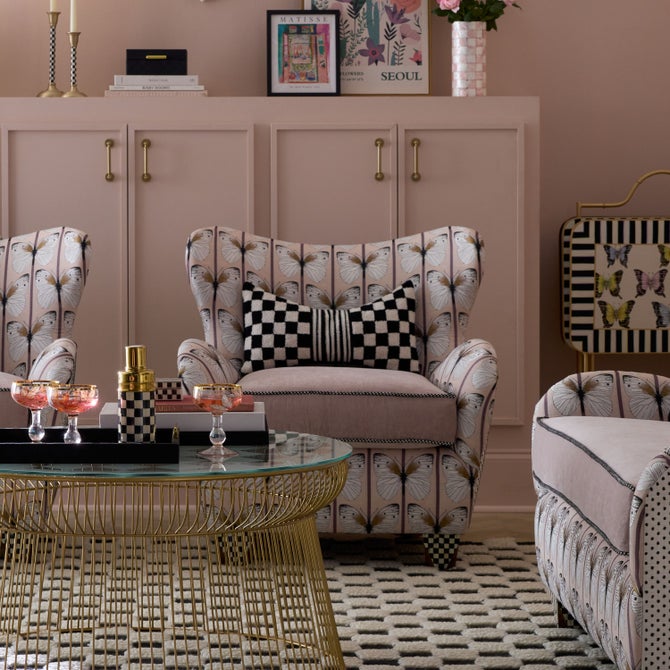 Black Check Bow Throw Pillow image number 1