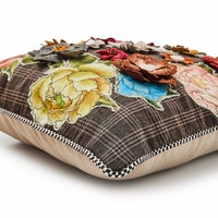 Field Study Embroidered Floral Throw Pillow