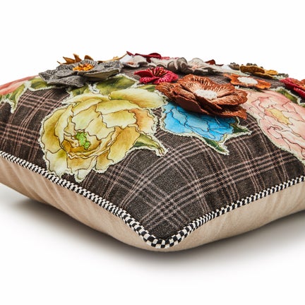 Field Study Embroidered Floral Throw Pillow