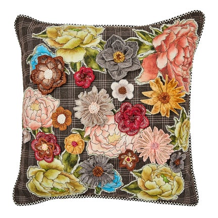Field Study Embroidered Floral Throw Pillow