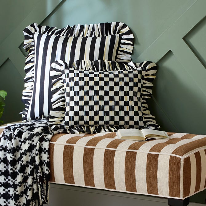 Courtly Check Ruffle Lumbar Pillow image number 1