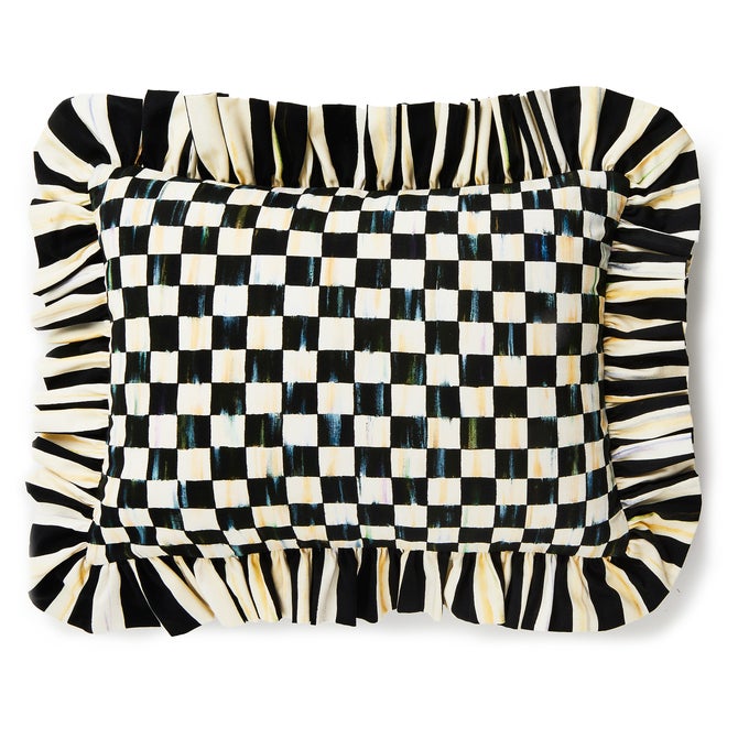 Courtly Check Ruffle Lumbar Pillow image number 0