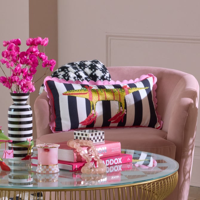 Patience Brewster Gloria Alligator Striped Lumbar Throw Pillow image number 1