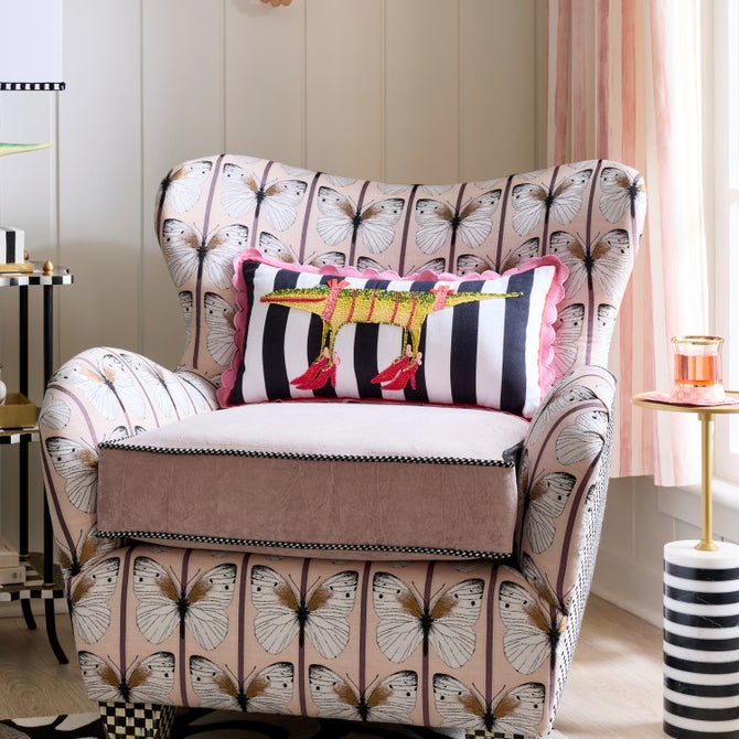 Patience Brewster Gloria Alligator Striped Lumbar Throw Pillow image number 5