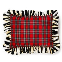 Red Tartan & Stripe Ruffle Pillow