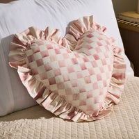 Rosy Heart Throw Pillow with Ruffle