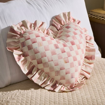 Rosy Heart Throw Pillow with Ruffle