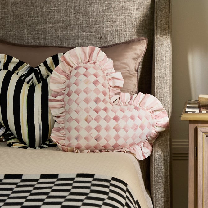 Rosy Heart Throw Pillow with Ruffle image number 4