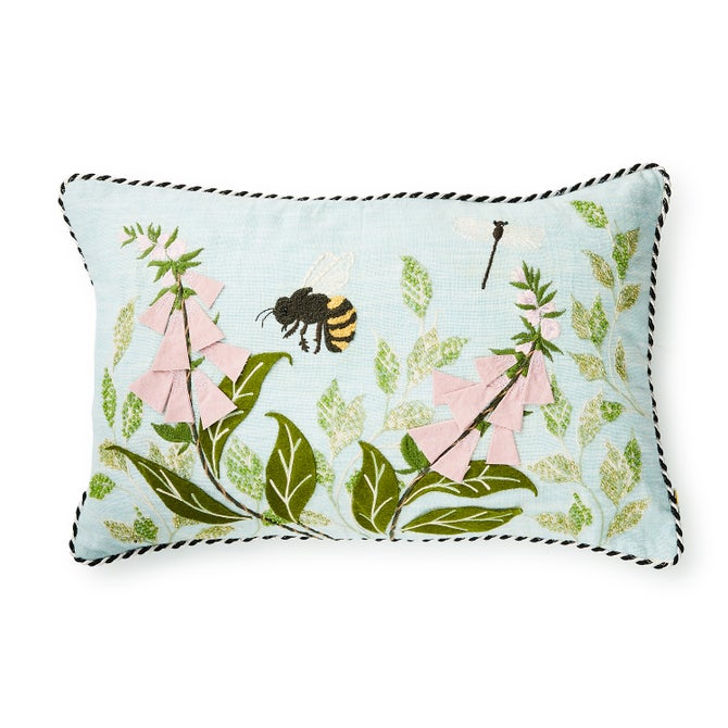 Floral & Bee Throw Pillow image number 1