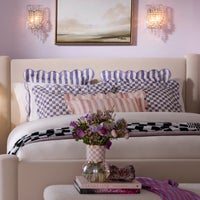 Violet Check Reversible Scalloped Lumbar Throw Pillow