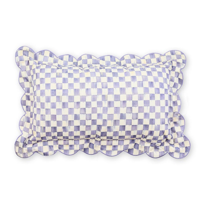 Violet Check Reversible Scalloped Lumbar Throw Pillow image number 0