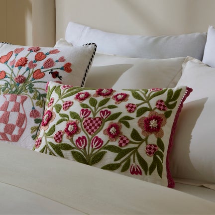 Check Hearts Lumbar Throw Pillow