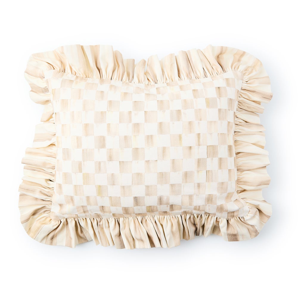 Check Ruffle Pillow - Mocha Check, Lumbar Pillow mackenzie-childs Panama imagen 1