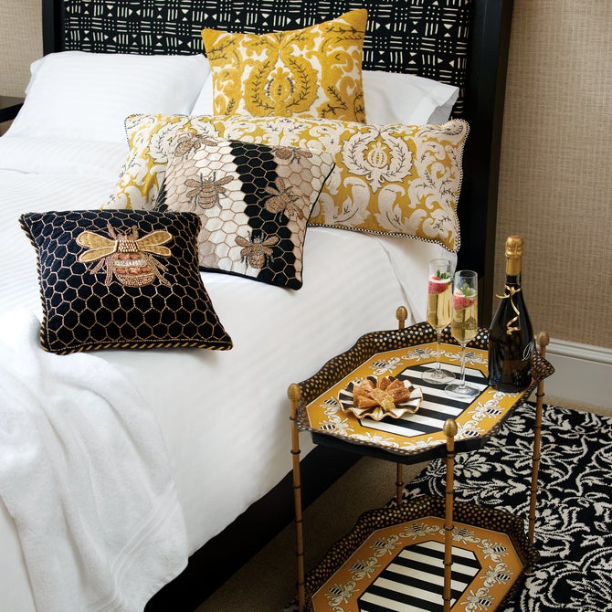 Queen Bee Black Throw Pillow image number 1