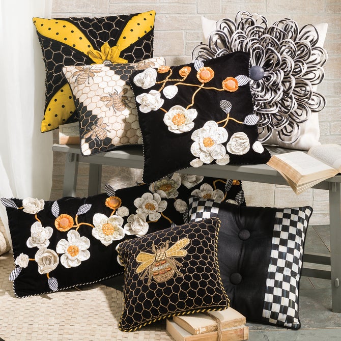 Queen Bee Black Throw Pillow image number 7