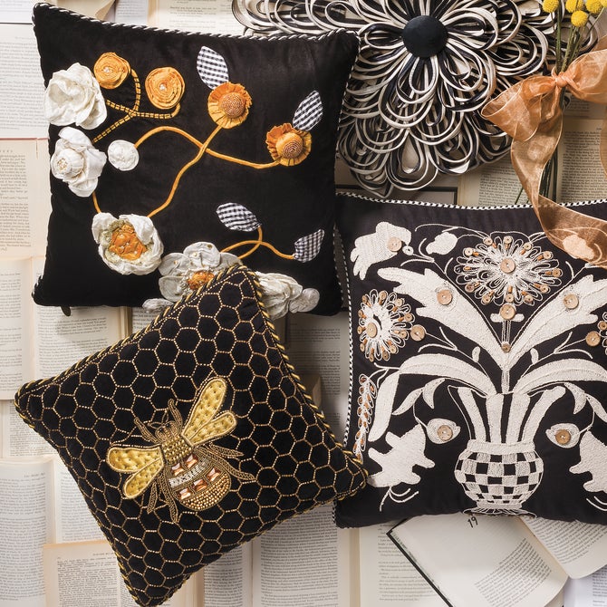 Queen Bee Black Throw Pillow image number 8