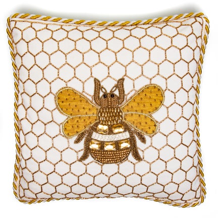 Queen Bee Ivory Throw Pillow
