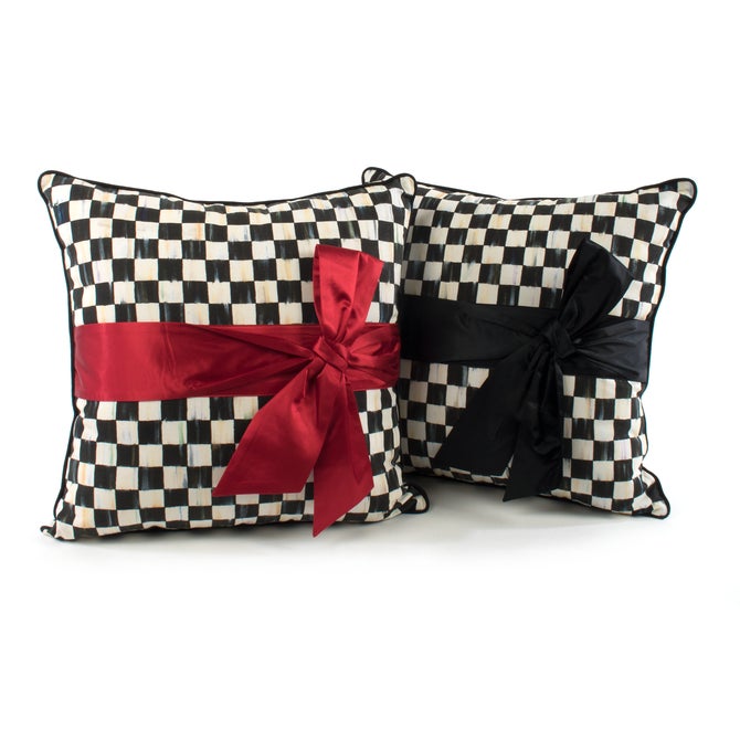 Courtly Check  Black Sash Throw Pillow image number 7