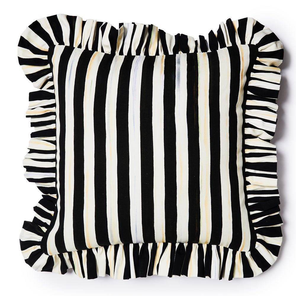 Check Ruffle Pillow - Courtly Stripe, Square Pillow mackenzie-childs Panama imagen 1