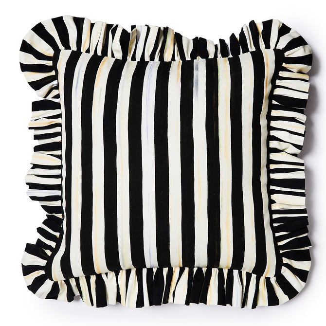 Courtly Stripe Ruffle Throw Pillow image number 0