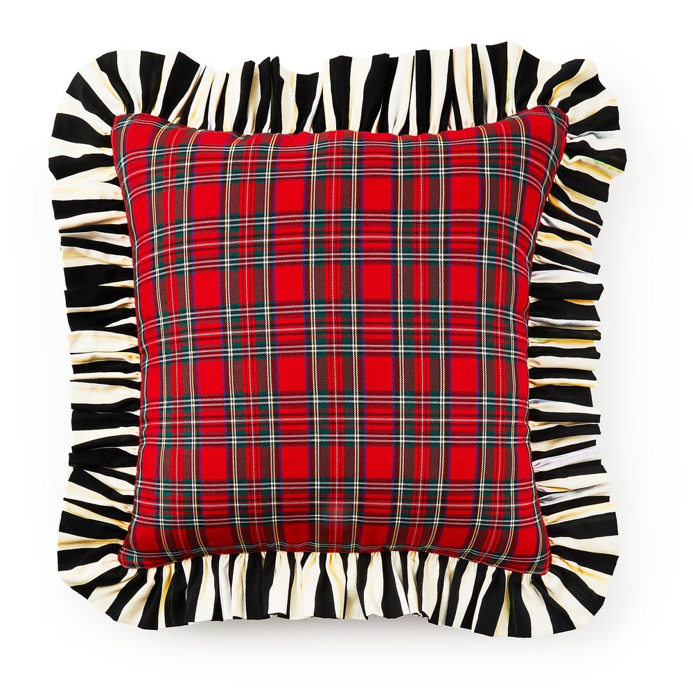Red Tartan & Stripe Ruffle Pillow - Red Tartan, Square Pillow mackenzie-childs Panama imagen 1