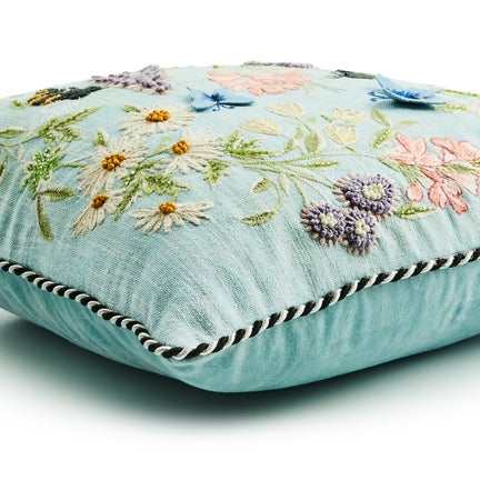 Floral and Bee Throw Pillow